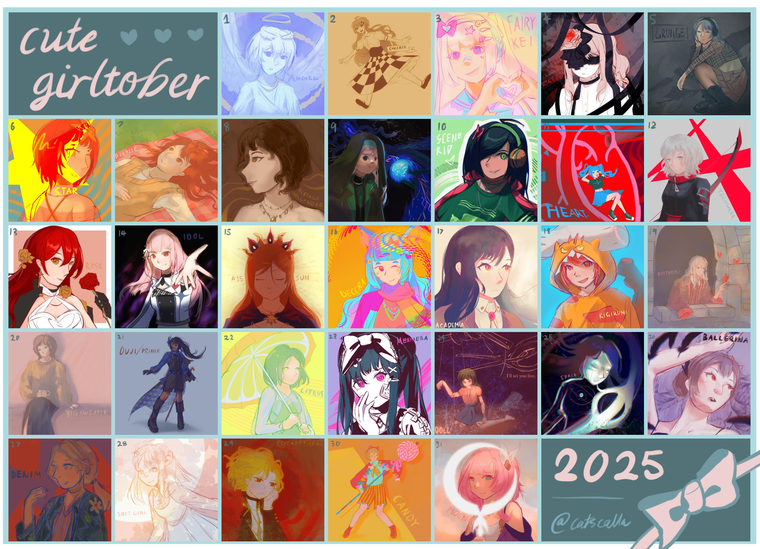 "Cute Girltober" - Daily drawings, prompts from Ocean in Space